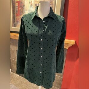 LOFT Dark Green Polka Dot Corduroy shirt
